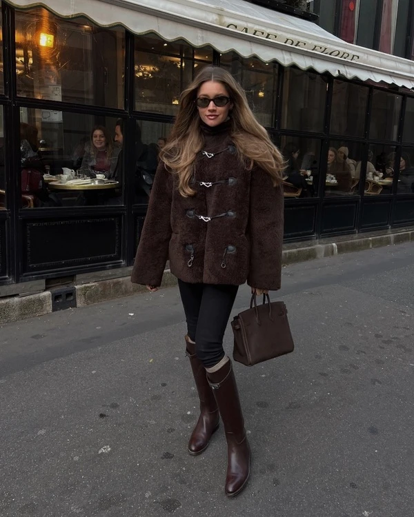 Teddy Coat and Tall Boots