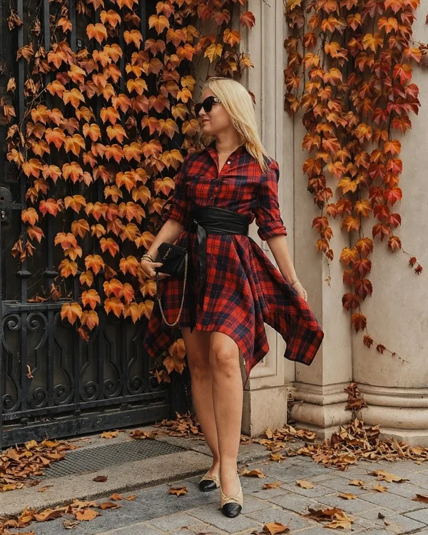Plaid Shirtdress Look