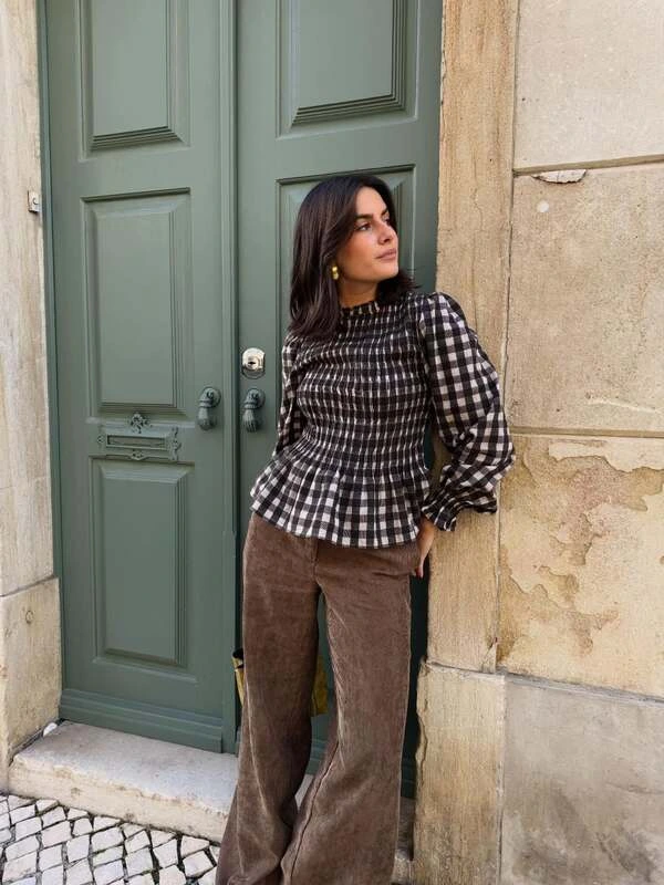Gingham Blouse & Corduroy