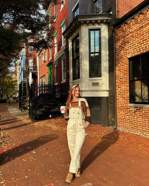 Striped Sweater and Overalls