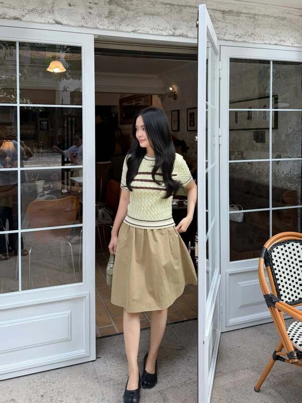 Cable Knit Short Sleeve Top