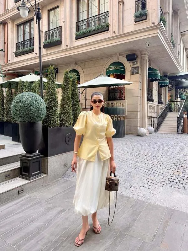 Pale Yellow Blouse Outfit