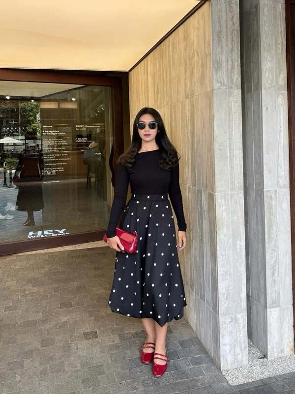 Black Top Polka Dot Skirt