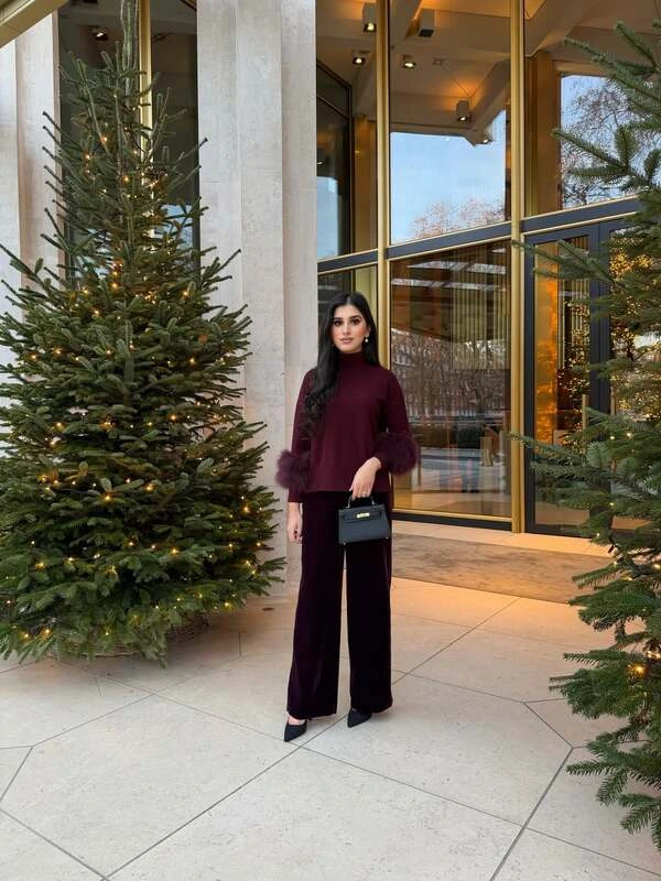 Burgundy Wide Leg Pants