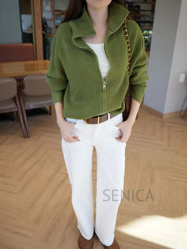 Green Zip Up Sweater