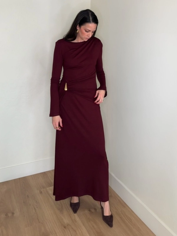 Burgundy Column Dress