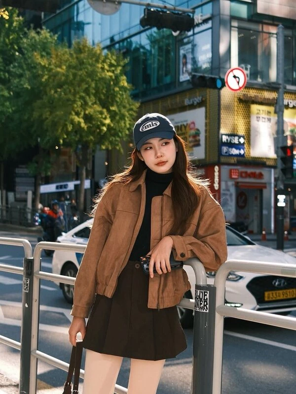 Suede Jacket & Pleated Skirt