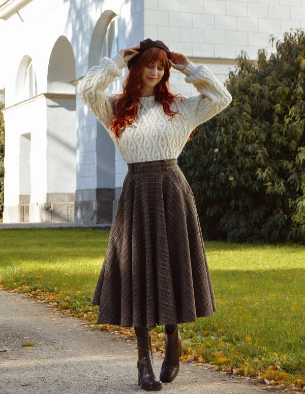 Plaid Skirt & Beret