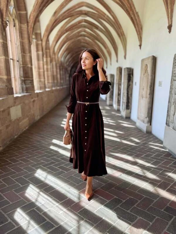 Velvet Shirtdress Look