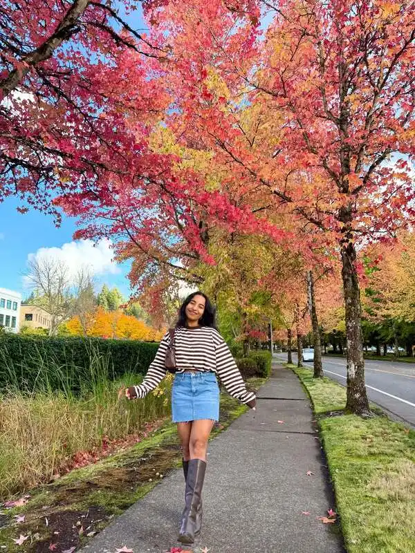 Striped Top, Denim Skirt