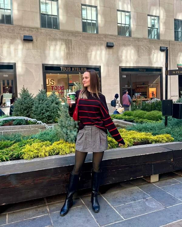 Red Striped Sweater Outfit