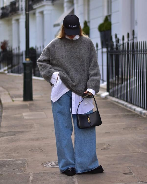Grey Sweater Layered Look