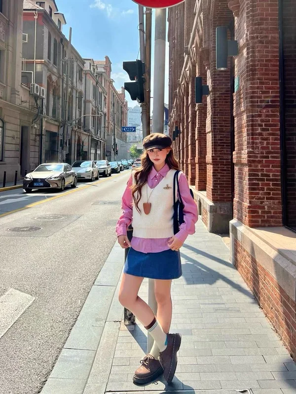 Cream Sweater Vest Outfit
