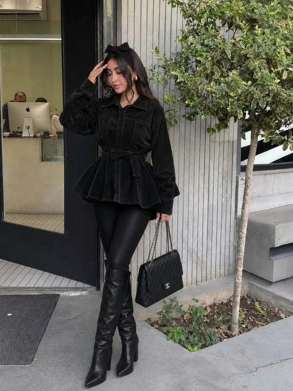 Black Peplum Jacket Outfit