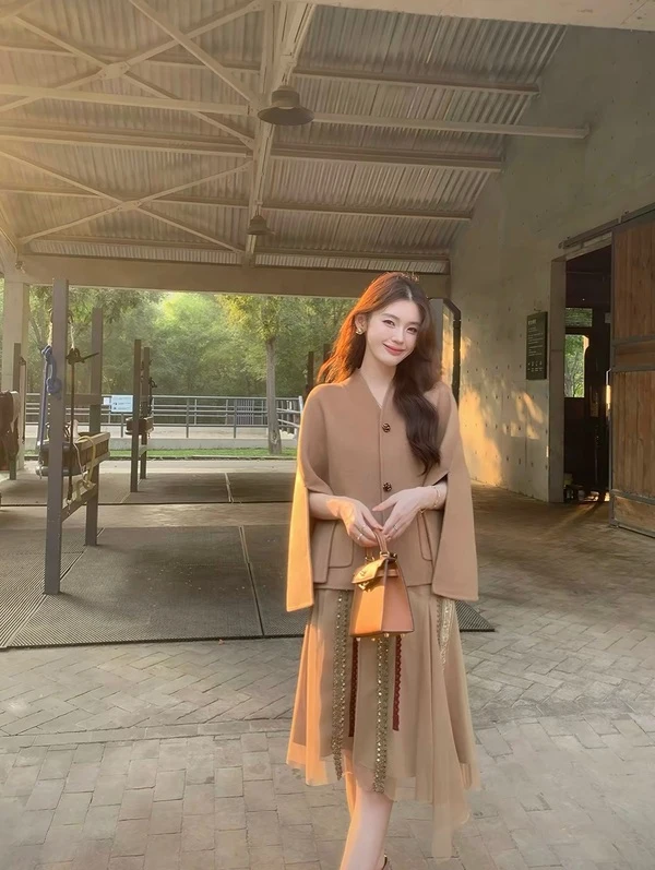Camel Cape Jacket Outfit
