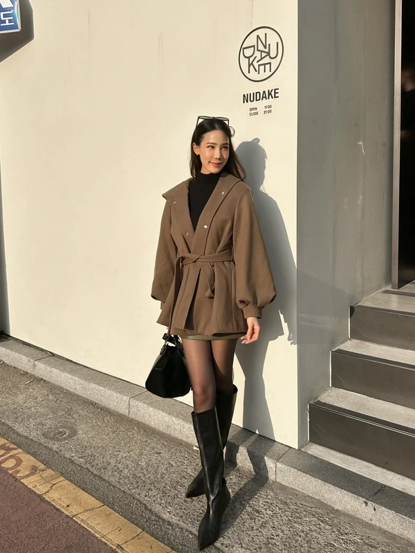 Belted Brown Coat Outfit