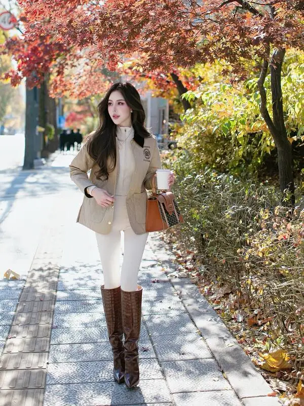 Beige Quilted Jacket Outfit