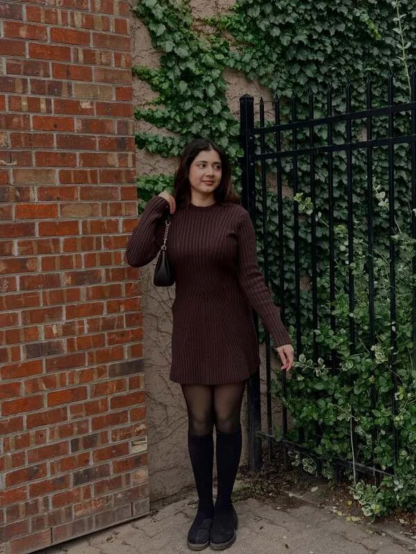 Brown Sweater Dress Outfit